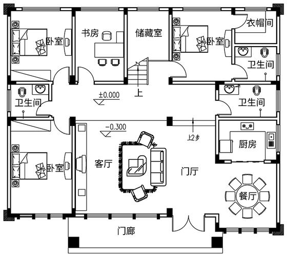 欧式二层别墅设计图平面图