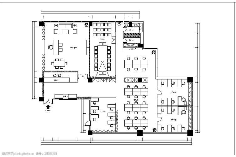大型办公空间设计平面图